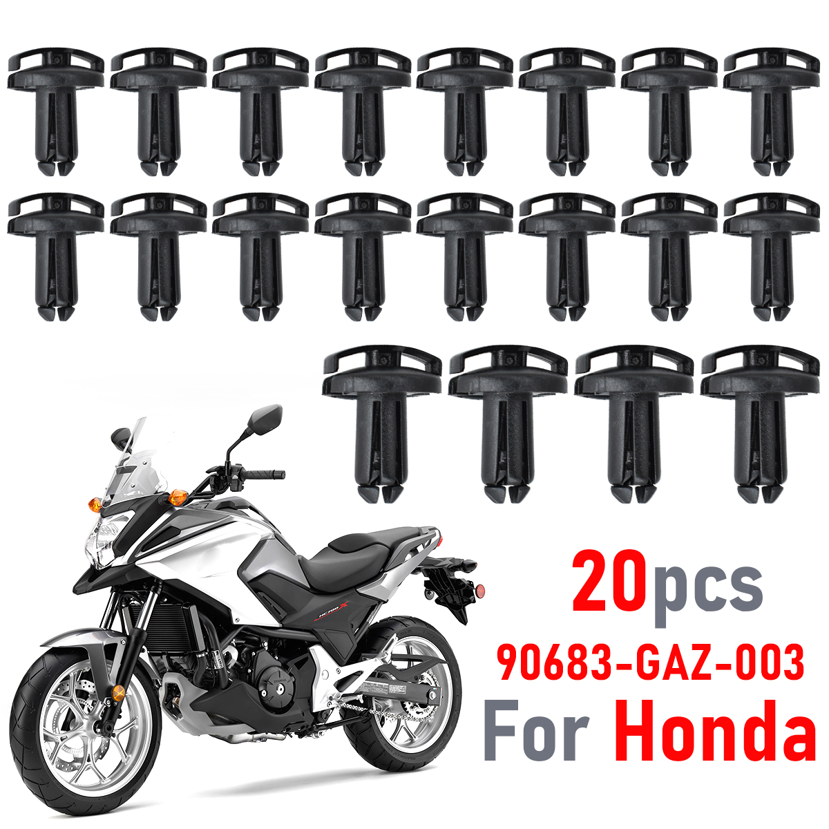 Vis en plastique pour moto et Scooter, 20 pièces, pour Honda Nc 700k Princess Joy 100 Jiaying 125 90683-gaz-003, Rivets de poussée, Clip de garniture