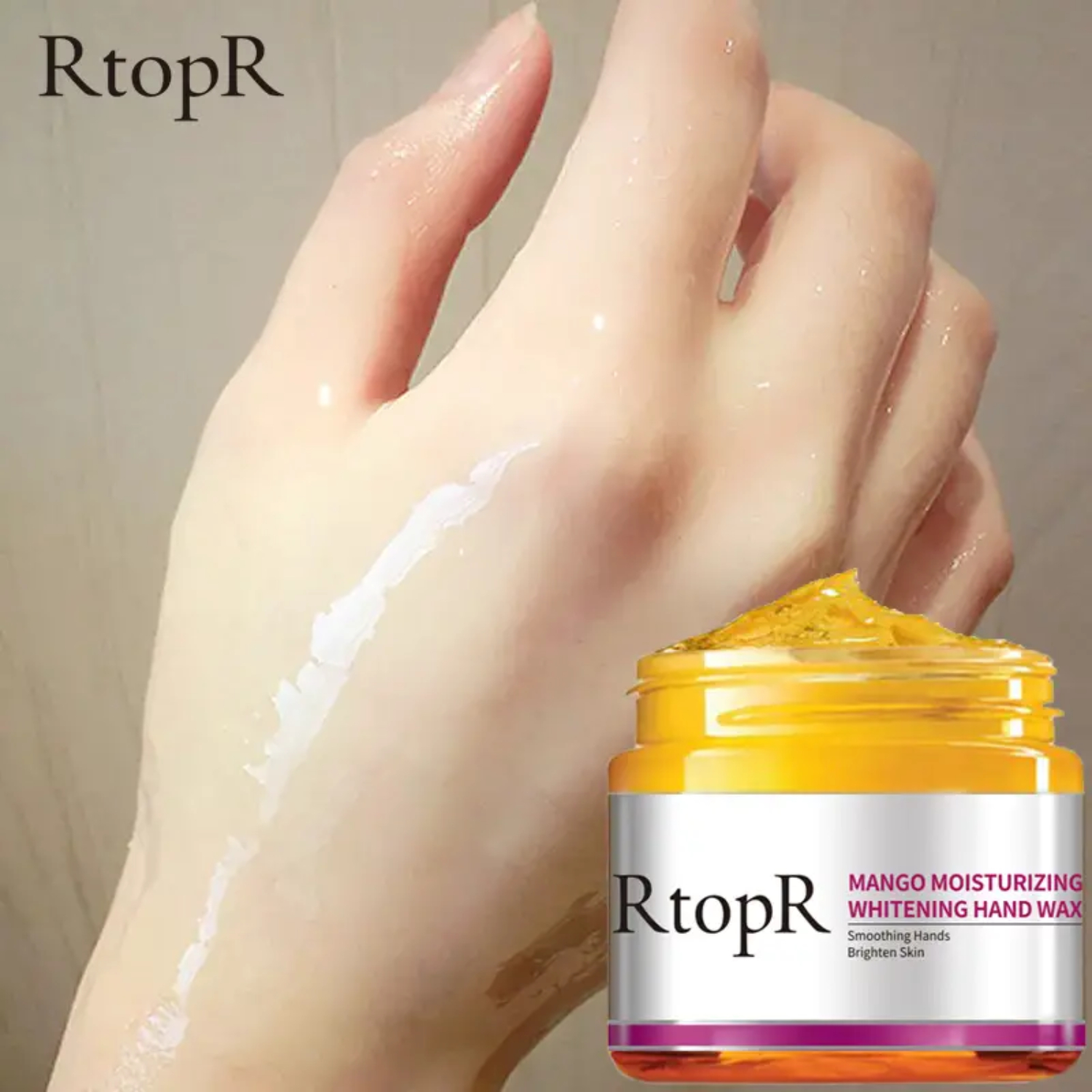 RtopR Whitening Mango Hand Wax - 50g of Exfoliating Properties for Hydrating, Nourishing, and Moisturized, Silky Smooth Hands