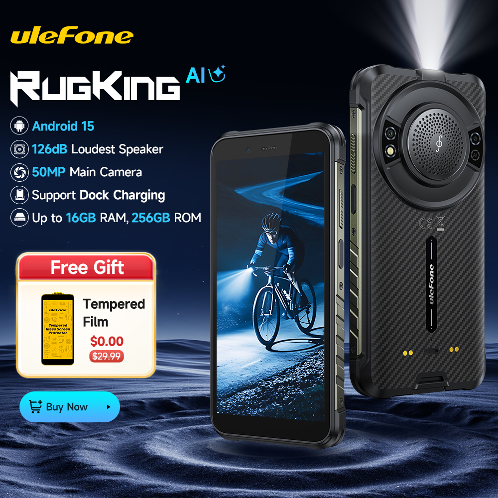 【НОВИНКА 2025 】Ulefone RugKing 4G — Прочный смартфон на Android 15, до 16 ГБ + 256 ГБ, Водонепроницаемый, 9600 мАч, Камера 50 МП, NFC, глобальная версия Защищенный телефон