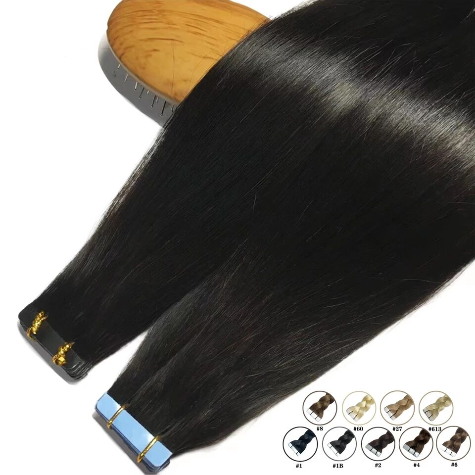 เทป 100% Real Remy Human Hair ผมมนุษย์บราซิลตรง Extensions Weft กาวกาว Salon คุณภาพสําหรับผู้หญิง