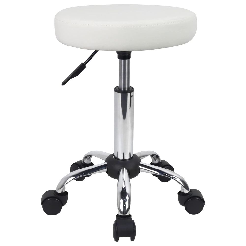 MultiPurpose Rolling Stool with Wheels for Spa Adjustable Drafting Stool White
