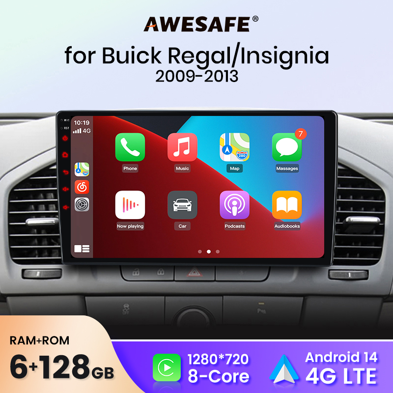 AWESAFE วิทยุติดรถยนต์ไร้สาย CarPlay Android Auto สำหรับ Buick Regal Opel Insignia 2009 2010 2011 2012 2013 ระบบอัจฉริยะในรถยนต์ BT FM RDS Plug & Play SWC จัดส่งจากสหราชอาณาจักร