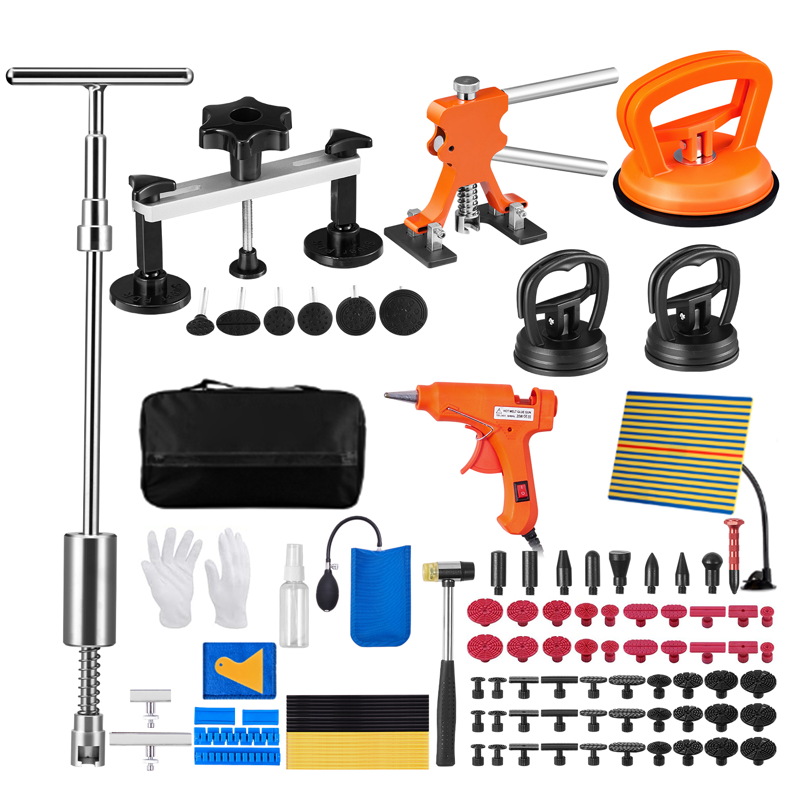 SucceBuy 107 PCS Zestaw do usuwania wgnieceń, zestaw do naprawy wgnieceń bez lakieru, przyssawka do wgnieceń do karoserii samochodowej, uszkodzenia od gradu, wgnieceń w drzwiach