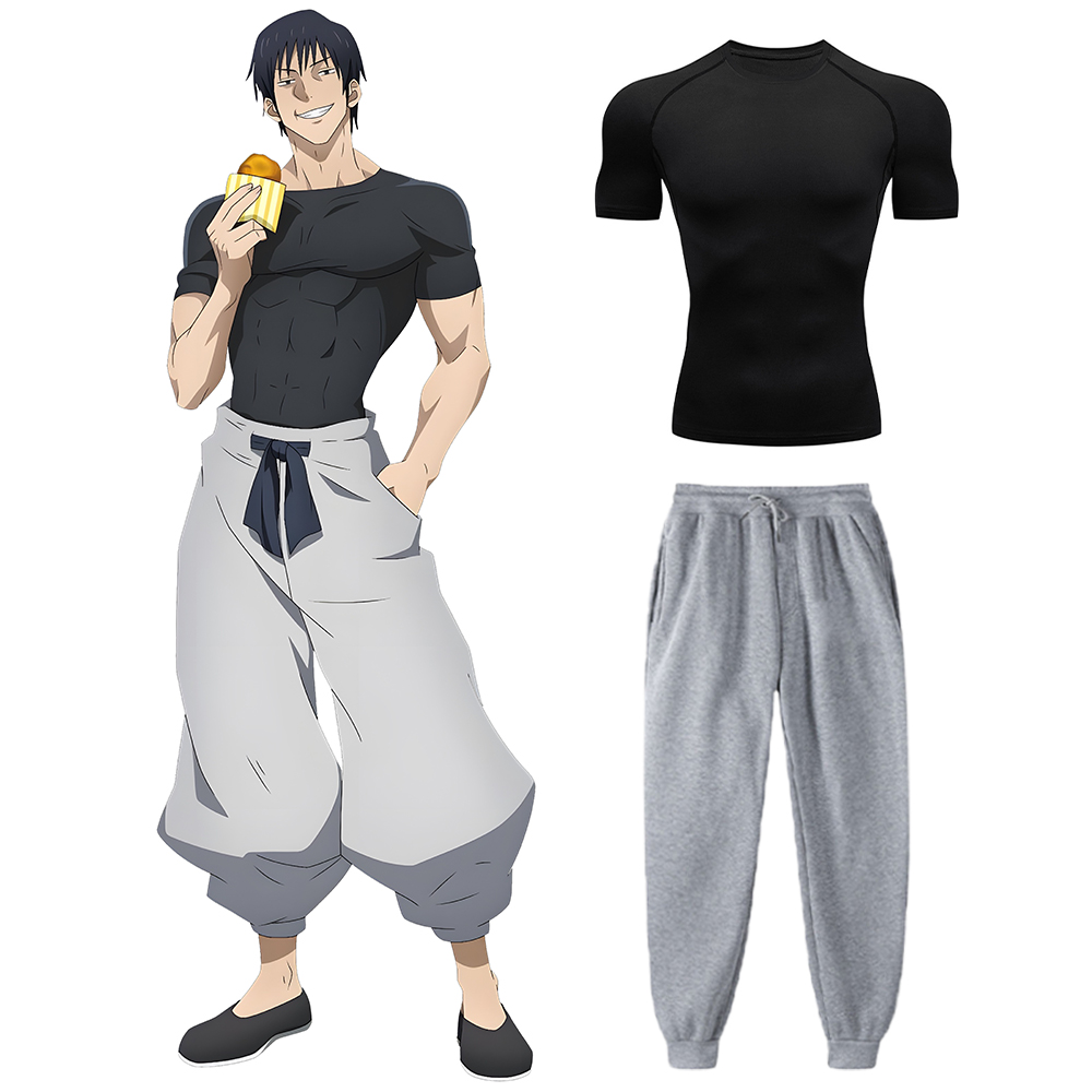 Anime Jujutsu Kaisen Toji Compression Shirt Set Casual Performance Set allenamento atletico da uomo Quick Dry Tee + pantaloni della tuta Unisex