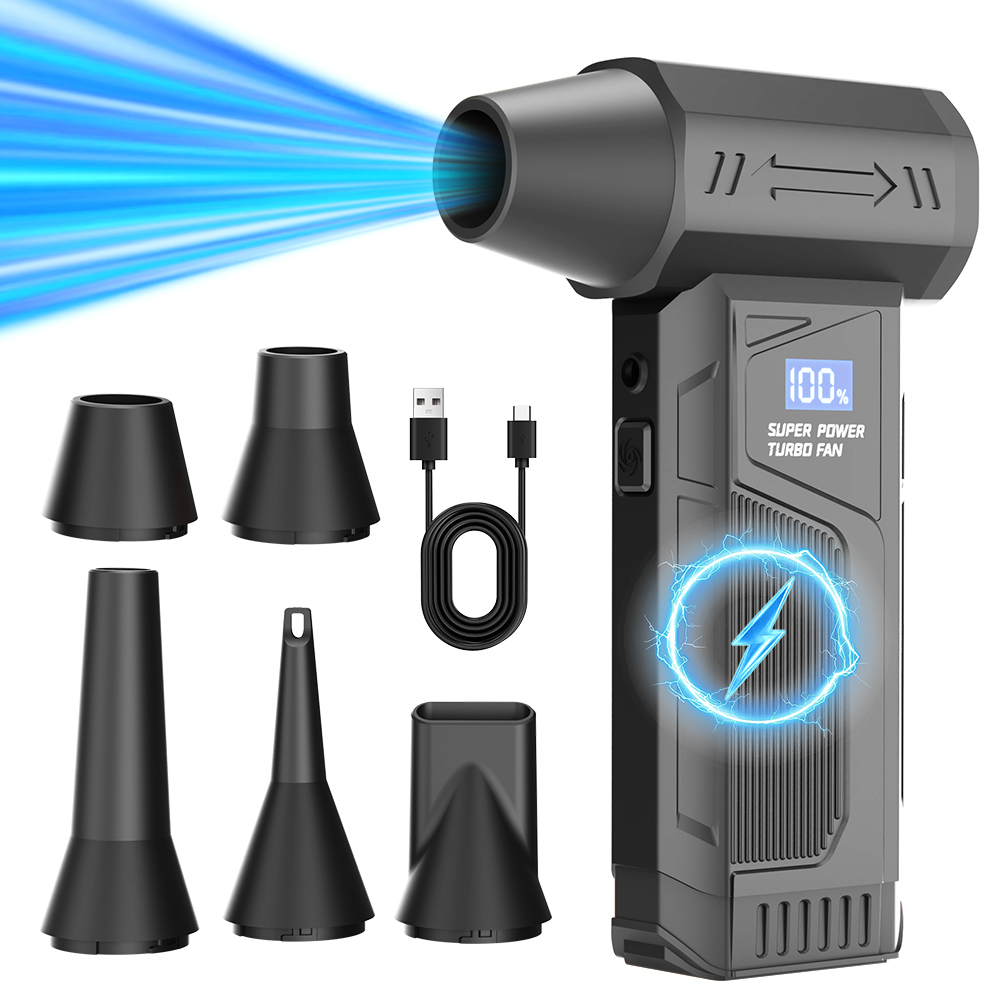 【Novo 2026】Ventilador Sem Fio com Motor Sem Escovas, Soprador de Ar Turbo para Limpeza de Carros com Luz LED e Display Digital, Uso Portátil ao Ar Livre