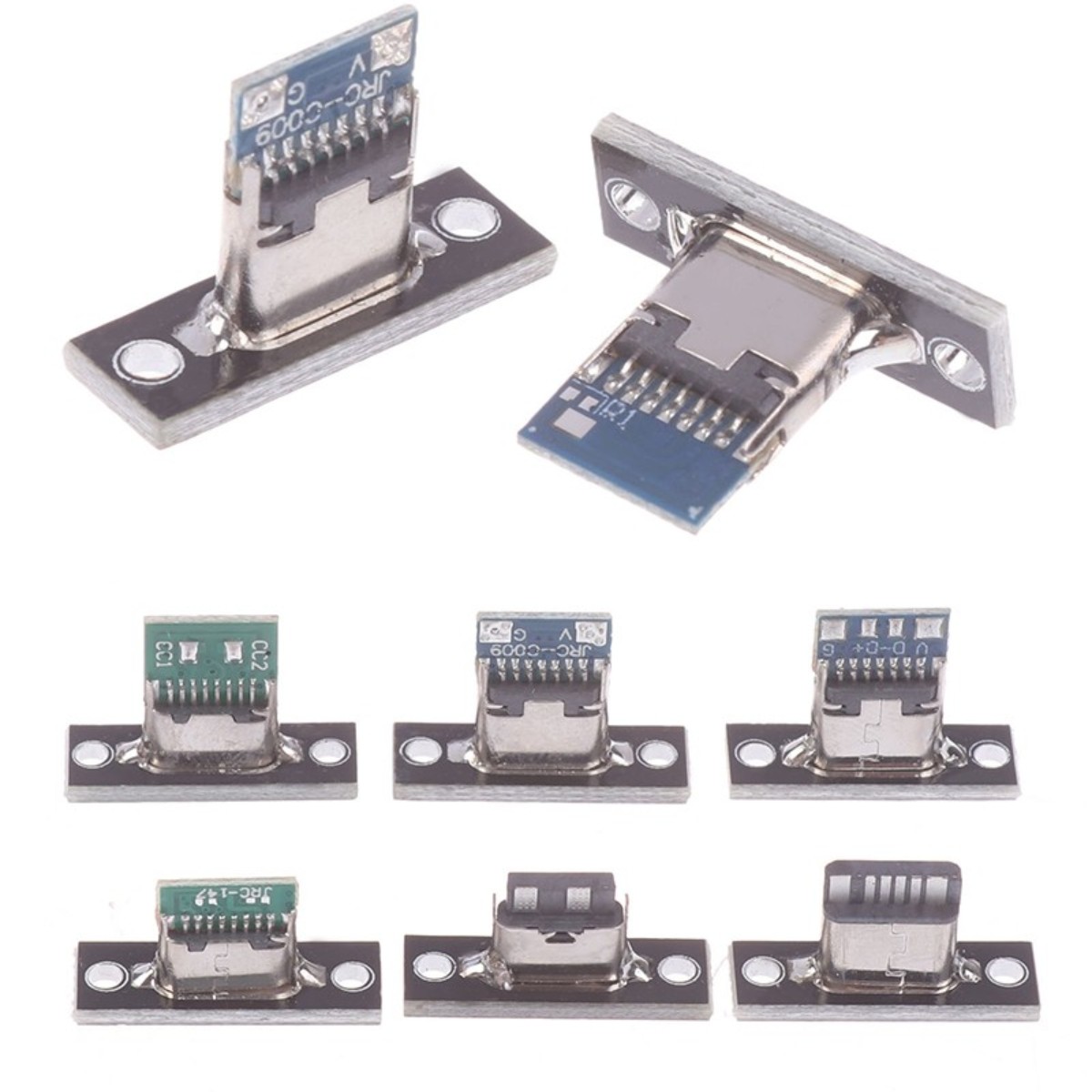 5PCS USB 3.1 Type C Socket With Screw Fixing Plate Type-C USB Jack 3.1 Type-C 2Pin 4Pin Female Connector Jack Charging Port