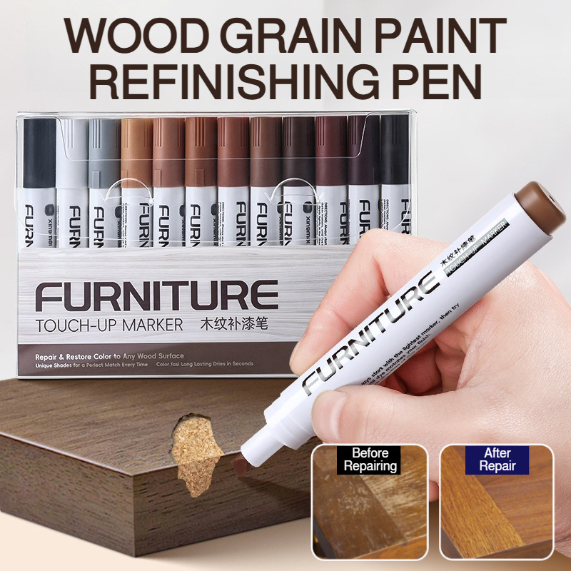 Furniture Coloring Repair Pen Wood Scratches Restore Tool Edge Scratch Filler Wood Grain Cabinet Floors Color Refinishing Pen