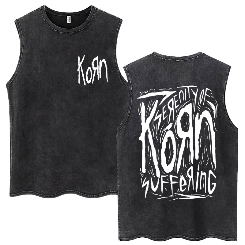 Koszulki bez rękawów Rock Band Korn Washed Tank Tops Męskie Damskie Metal Gothic Harajuku Vintage Oversize Streetwear