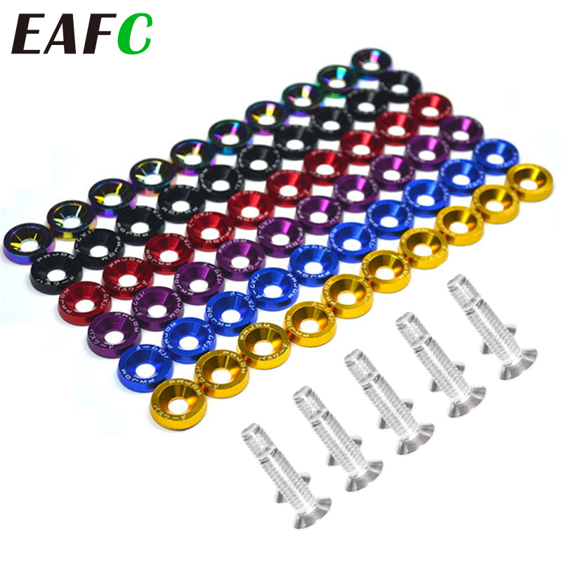 EAFC 10PCS M6x20 Car Styling Uniwersalna modyfikacja JDM Sześciokątne elementy złączne Podkładka błotnika Śruby tablicy rejestracyjnej Akcesoria samochodowe