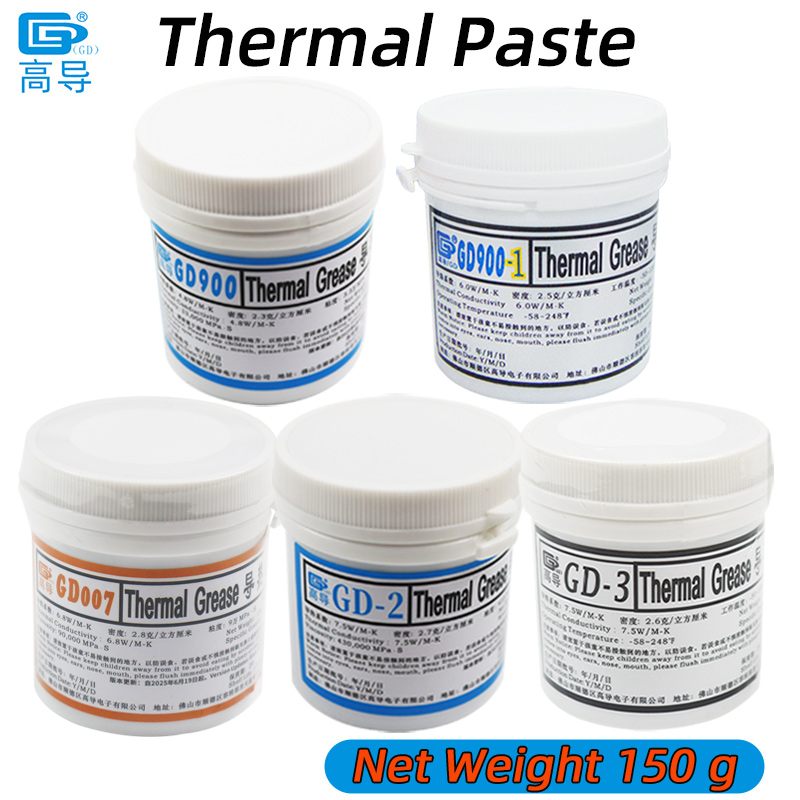 GD900 GD007 GD-3 Thermisch geleidend vet Netto gewicht 150 gram Grijze pasta Gips Koellichaamcompound voor computer CPU GPU CN150