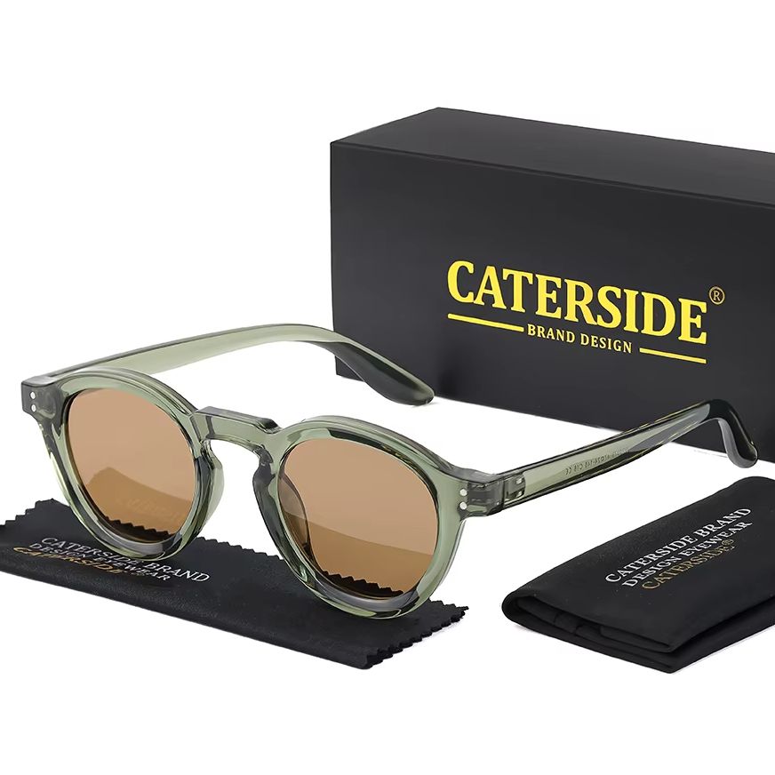 Gafas de sol polarizadas redondas CATERSIDE para hombre, montura TR90 Vintage, gafas de sol de alta calidad para mujer, gafas para conducir y pescar, UV400
