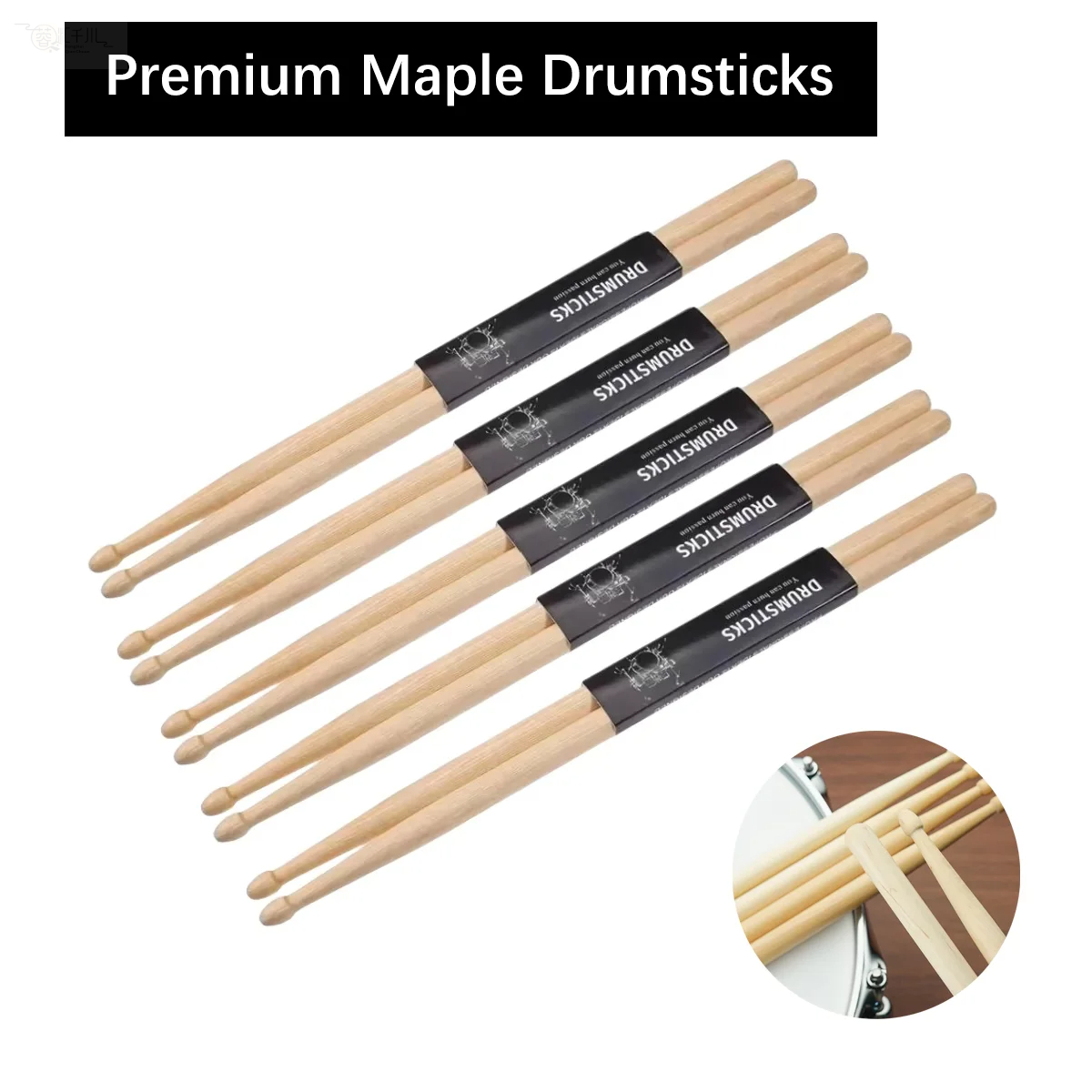 1 Par de Baquetas de Bordo 5A 7A, Conjunto de Três Modelos, Qualidade Nogueira, com Penetração Sonora, para Prática e Performance de Bateristas