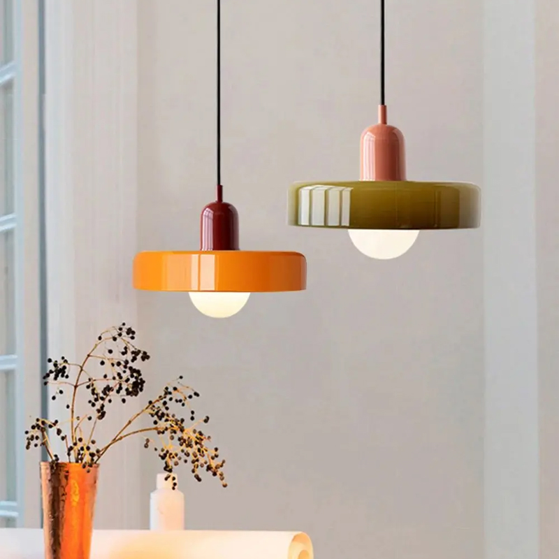 Plafonnier suspendu en verre au design moderne, luminaire décoratif d'intérieur, idéal pour un salon, une salle à manger, une cuisine ou une chambre à coucher Plafonnier LED suspendu en verre Memphis, design classique