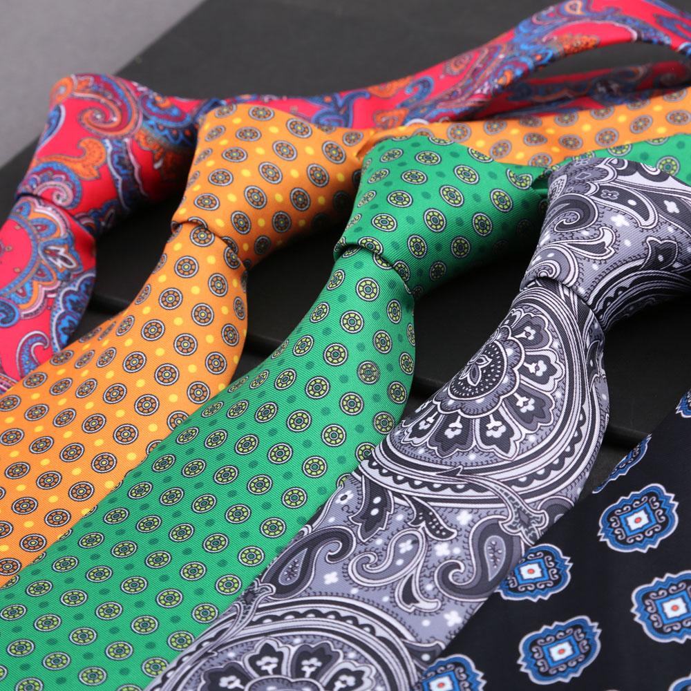 New Design Necktie For Men Silk Touch Soft Blue Red Yellow Polka Dot Floral Ties Fit Wedding Party Business Office Accessories