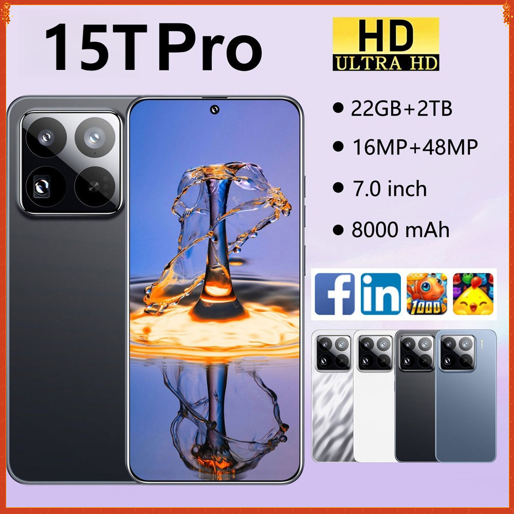 2026 Новый смартфон 15T Pro 5G 7,0HD 22G + 2TB сотовый телефон с двумя SIM-картами Android 8000 мАч разблокированные мобильные телефоны глобальная версия