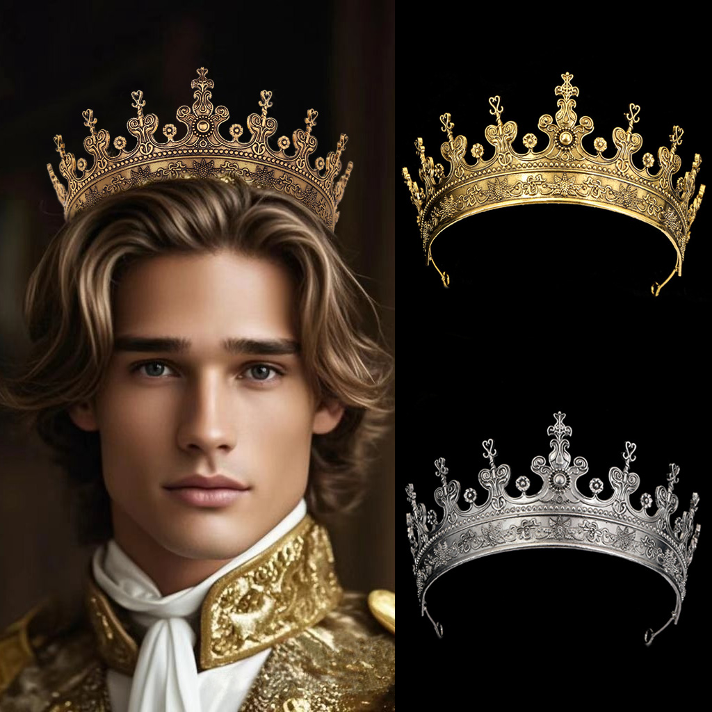Unisex goldene mittelalterliche Krone Renaissance-Zeit Kostümzubehör Prinz Prinzessin Geburtstag Maskenball Halloween Kopfschmuck