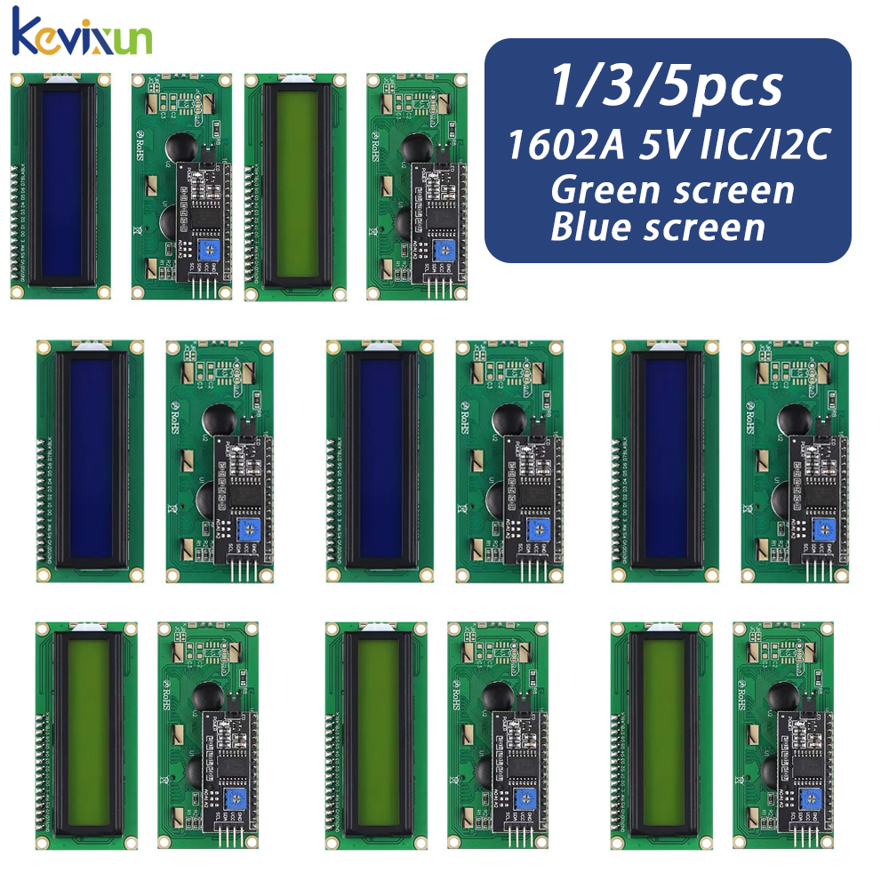 LCD1602 1602 LCD Module Blue / Yellow Green Screen 16x2 Character LCD Display PCF8574T PCF8574 IIC I2C Interface 5V For Arduino