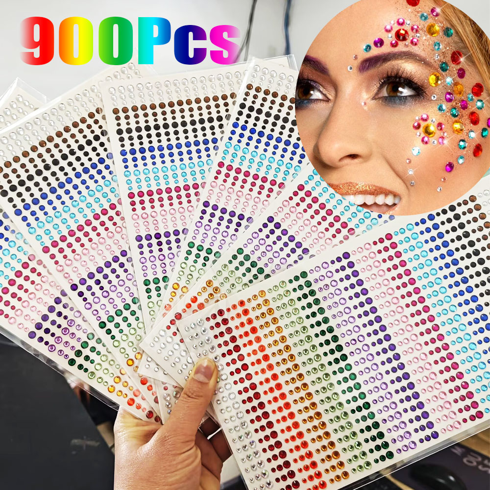 1Pcs Mixed 900/216/162 Rainbow Round Face Diamond Sticker 3/4/5mm Glitter Face Crystal DIY Face/Body Nail/Make Up Rhinestone