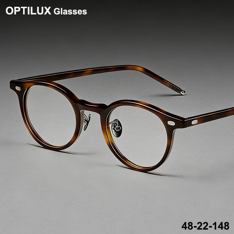 Monture de lunettes en écaille de tortue ronde rétro faite à la main japonaise, monture de lunettes en acétate ultralégère pour hommes et femmes, lunettes à la mode, nouveau