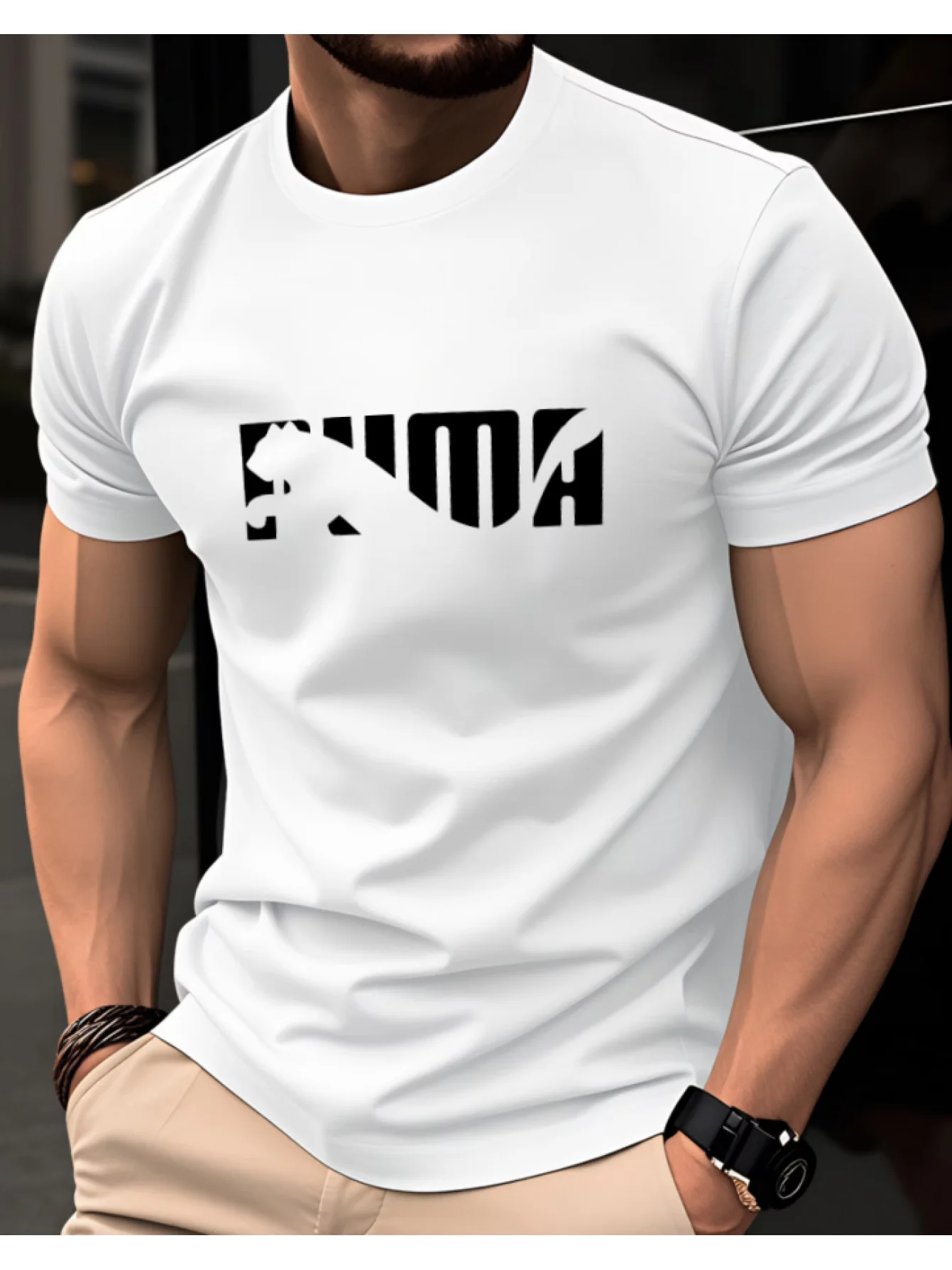 Herren Sommer 100% Reine Baumwolle Lässiges Modisches Lockeres Rundhals Kurzarm T-Shirt