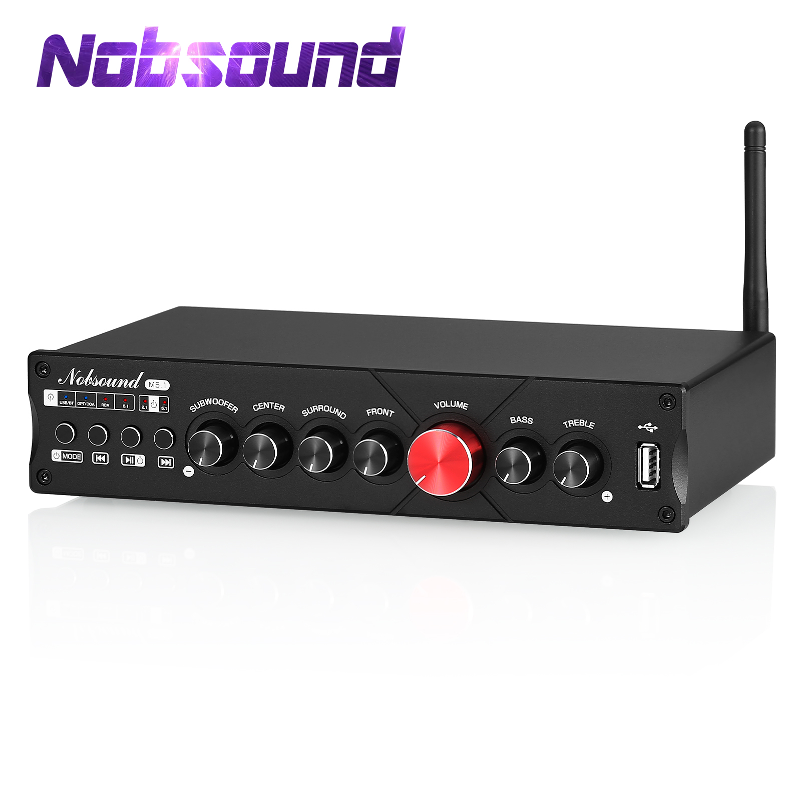 Nobsound-receptor Digital Bluetooth M5.1, amplificador de potencia Coaxial/óptico de cine en casa de 5,1 canales, amplificador de subwoofer de disco U