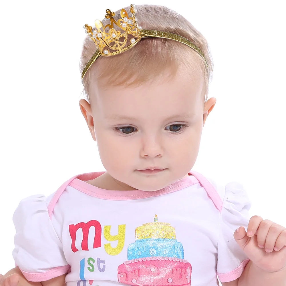 Yundfly, 1 Uds., corona de cristal de perlas, diadema para recién nacidos, Tiara de princesa para niñas, accesorios para el cabello fiesta, accesorios para fotos, regalos