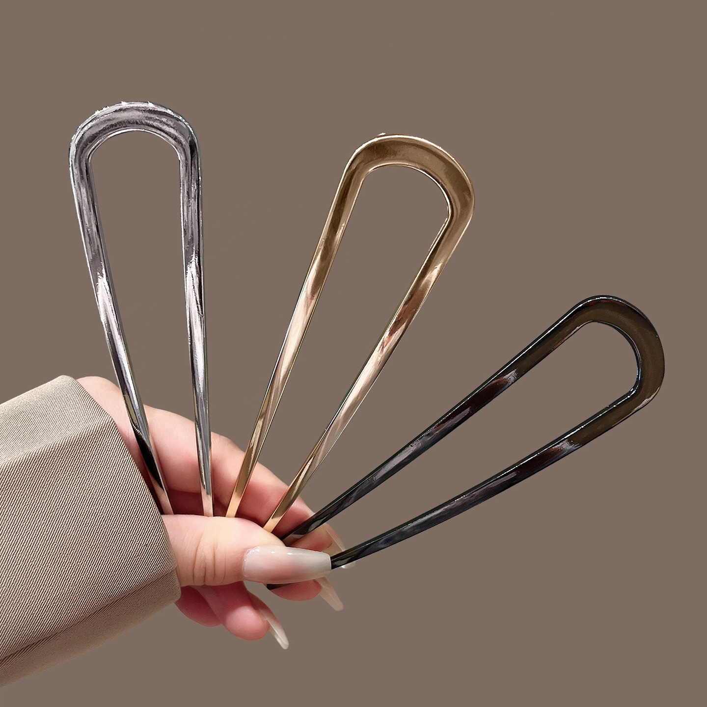 U-Shaped Hair Fork Fashion Alloy Hairpin Gold Silver Black Color Metal Hairpin Geometric Design Headwear Hair Sticks Women Girls