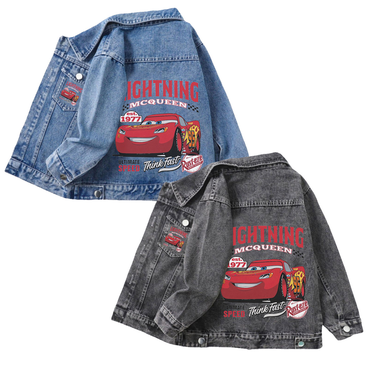 Chaqueta Vaquera de Rayo McQueen para Niños, Colección Primavera-Otoño 2026, Abrigo Vaquero de Dibujos Animados con Botones para Bebés, Niños y Niñas, Ropa Infantil