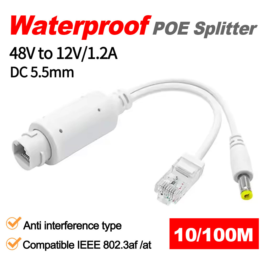 IEEE802.3af/at 48 В-12 В POE Splitter Waterprrof с видео/адаптером питания, кабель, модуль питания, инжектор для удлинителя IP-камеры