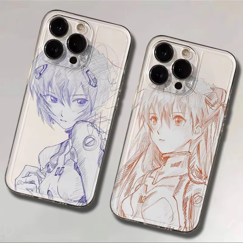 Custodia per telefono ragazza anime con graffiti disegnati a mano per iPhone 17 Air 16e 16 ProMax 15 14 Plus 13 12 11 Pro Cover posteriore in silicone antiurto