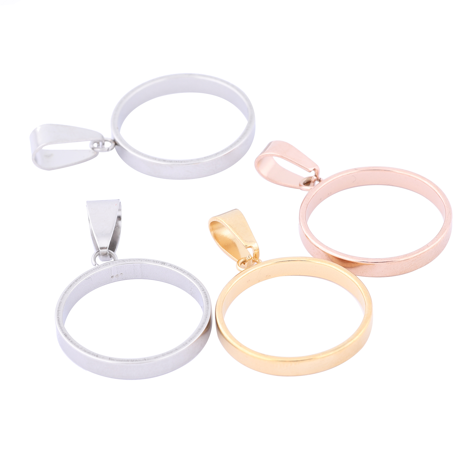 10ชิ้น18มม. 20มม. กรอบเครื่องประดับอัญมณีทรงหลังเบี้ยฐานสแตนเลสแบบกลวงการตั้งค่าถาดว่างจี้เรซินแบบทำมือช่องว่างสำหรับงานหัตถกรรม