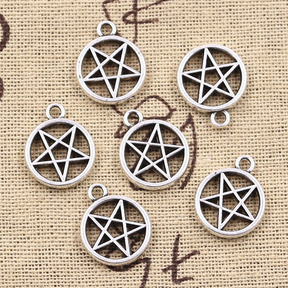 50 pz Charms Stella Pentagramma 17x14mm Argento Antico Pendenti di Colore Artigianato FAI DA TE Che Fanno Risultati Gioielli Tibetani Fatti A Mano