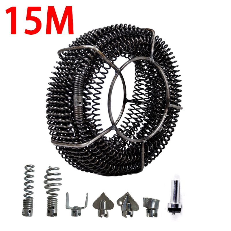 15 m Lunghezza 16 mm Diametro esterno Tubo di scarico Spazzola per draga Molla di prolunga Pulizia Molla di compressione per draga fognaria con connettore