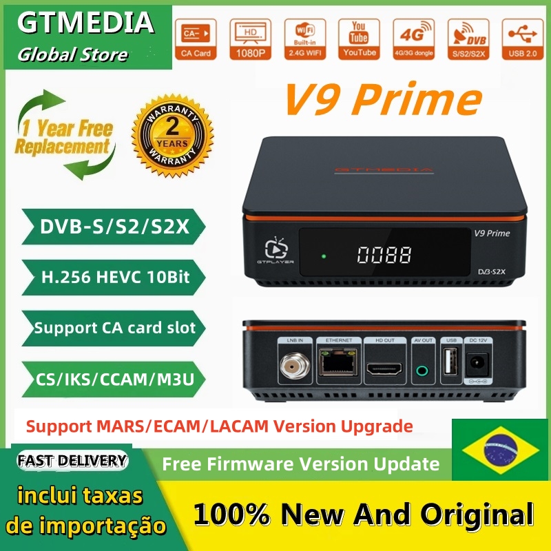 Receptor de satélite GTMEDIA V9 Prime DVB-S/S2/S2X H.265 HEVC 10 bits 1080P FHD MARS/ECAM/LACAM/CCAM/M3U/CS/IKS,AVS+,VCM/ACM TV Box