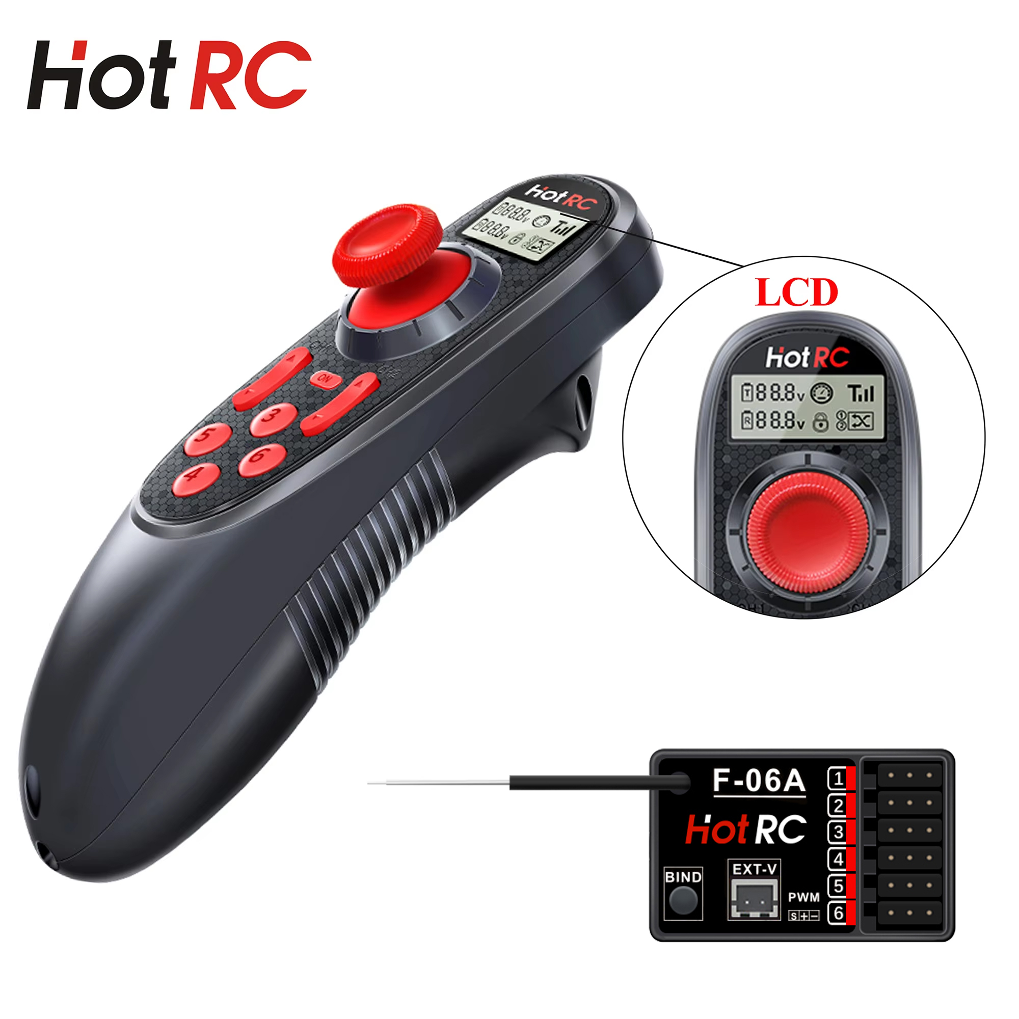 HOTRC DS-600 6CH 2.4GHz système Radio émetteur télécommande avec F-06A PWM 6 canaux récepteur pour modèle de bateau RC