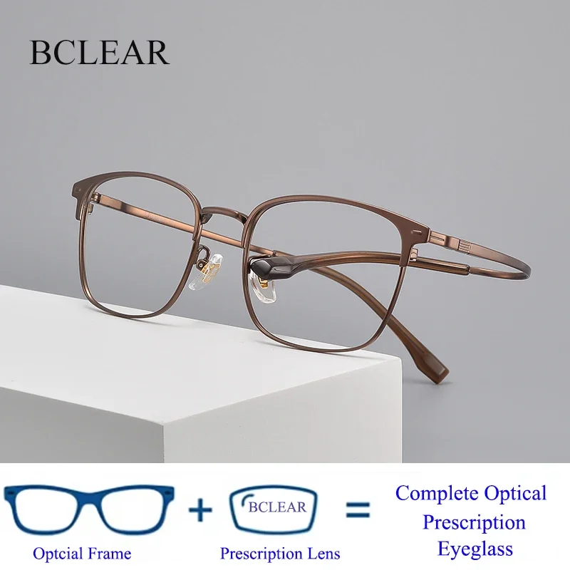 BCLEAR ultralekkie tytanowe okulary korekcyjne moda retro projekt brwi dla mężczyzn i kobiet krótkowzroczność okulary optyczne