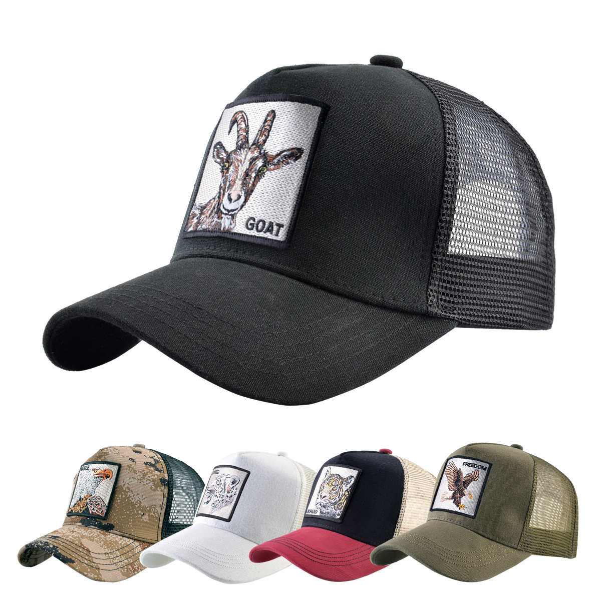 Модные кепки дальнобойщика с вышивкой в виде животных, бейсболка Snapback на четыре сезона для мужчин и женщин, регулируемая шляпа с козырьком