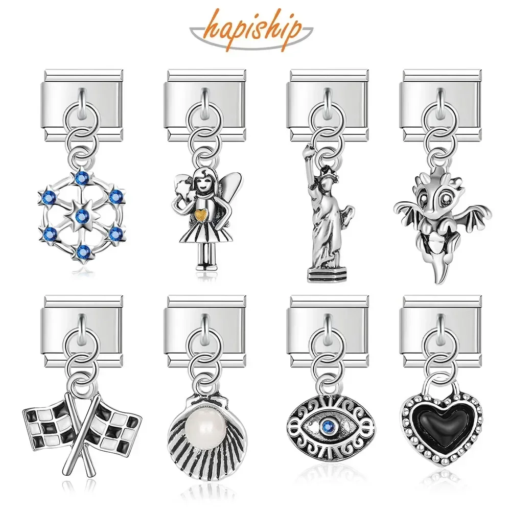 Hapiship Populaire Originele Daisy Heart Eye Shell Dinosaur Charm Links Fit 9mm Armband Rvs Sieraden Maken DJTop19