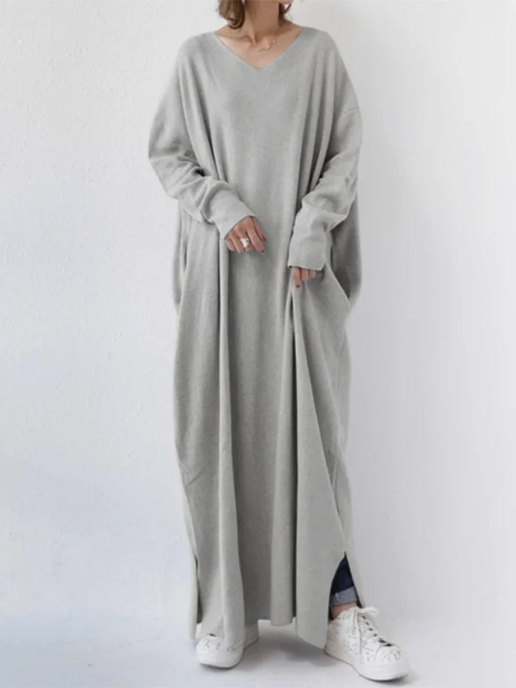 Vestido de Hijab musulmán para mujer, ropa islámica, caftán marroquí, Abaya con cuello en V, línea A, Turquía, Eid