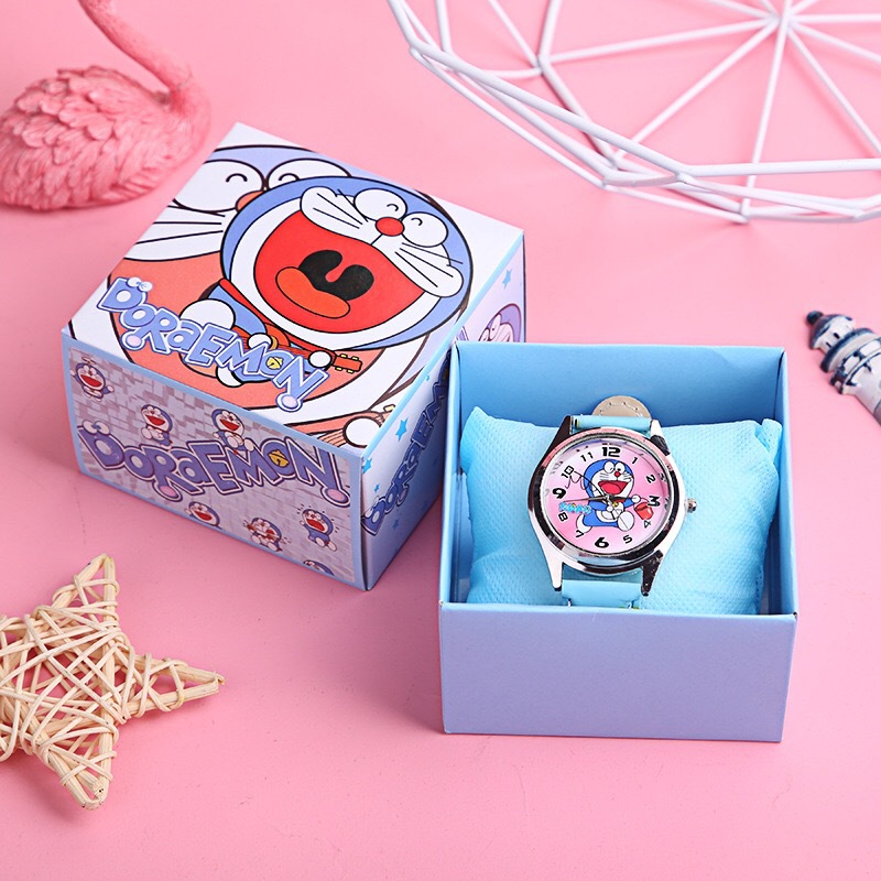 Reloj para niños de Disney Doraemon, figura de dibujos animados de Anime, Los Vengadores, Spiderman, Mickey, reloj para niños, regalo con caja, patrón de esfera aleatoria