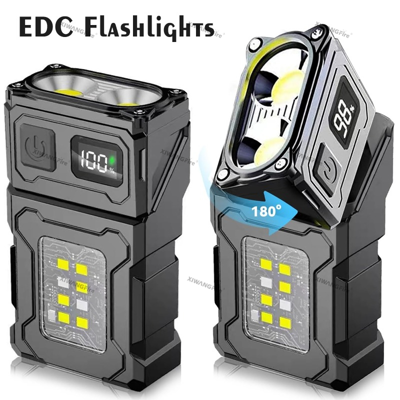 Mini linterna LED recargable por USB, luz de trabajo portátil con imán en la parte trasera, linterna de Camping superbrillante, linterna de emergencia COB lateral