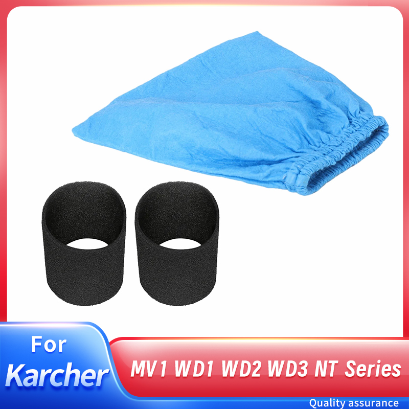 Karcher Vacuum Cleaner Espuma Filtro Bag, Peças de aspirador, Sacos de filtro têxteis, Molhados e secos, Karcher MV1, WD1, WD2, WD3