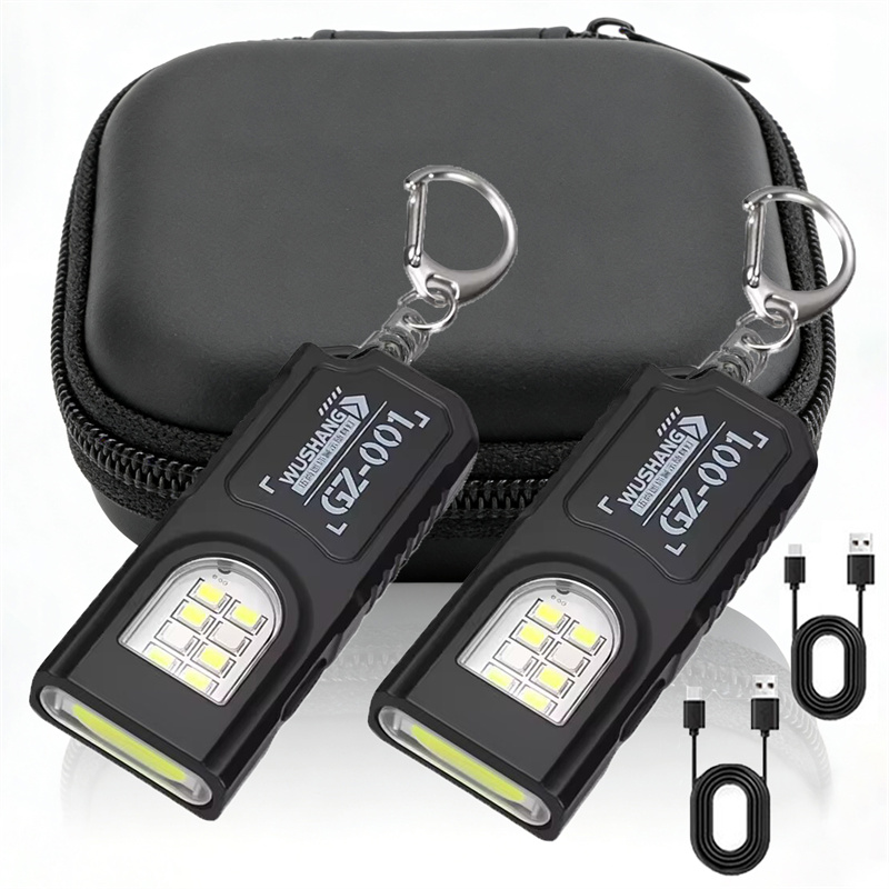 Leistungsstarke Mini COB LED Schlüsselanhänger-Taschenlampe Wiederaufladbare Hängende Arbeitsleuchte Schlüsselring Camping-Wander-Clip Taschenlicht