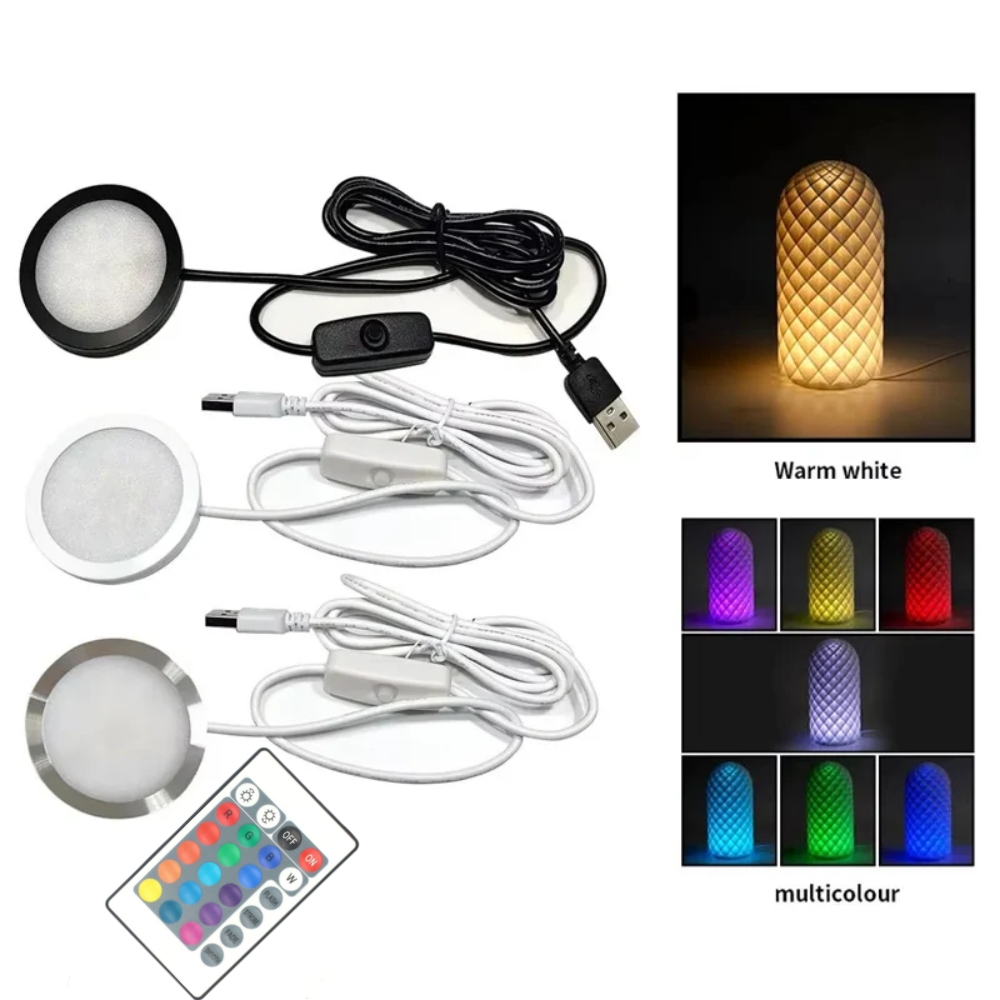 USB 5V RGB Spotlight 3W Ultra-thin Colorful Cabinet Light Kit With Remote Control DIY LED Simple Ceiling Lamp