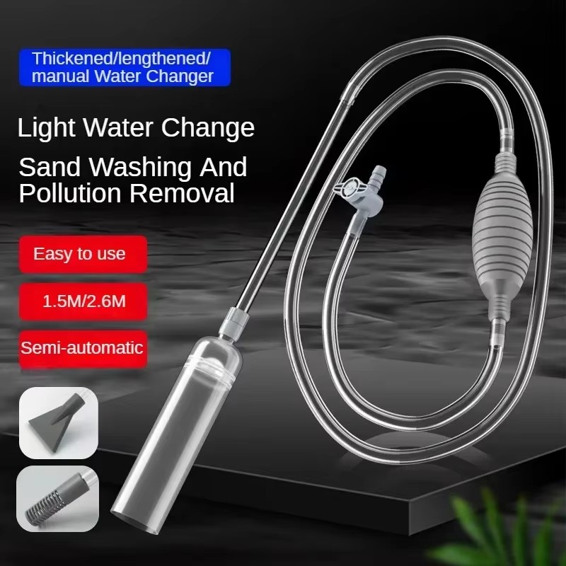 Sifón para pecera, grava al vacío, intercambiador de agua grande, limpieza de arena y cambio de agua, Kit de limpieza con tubo de extensión