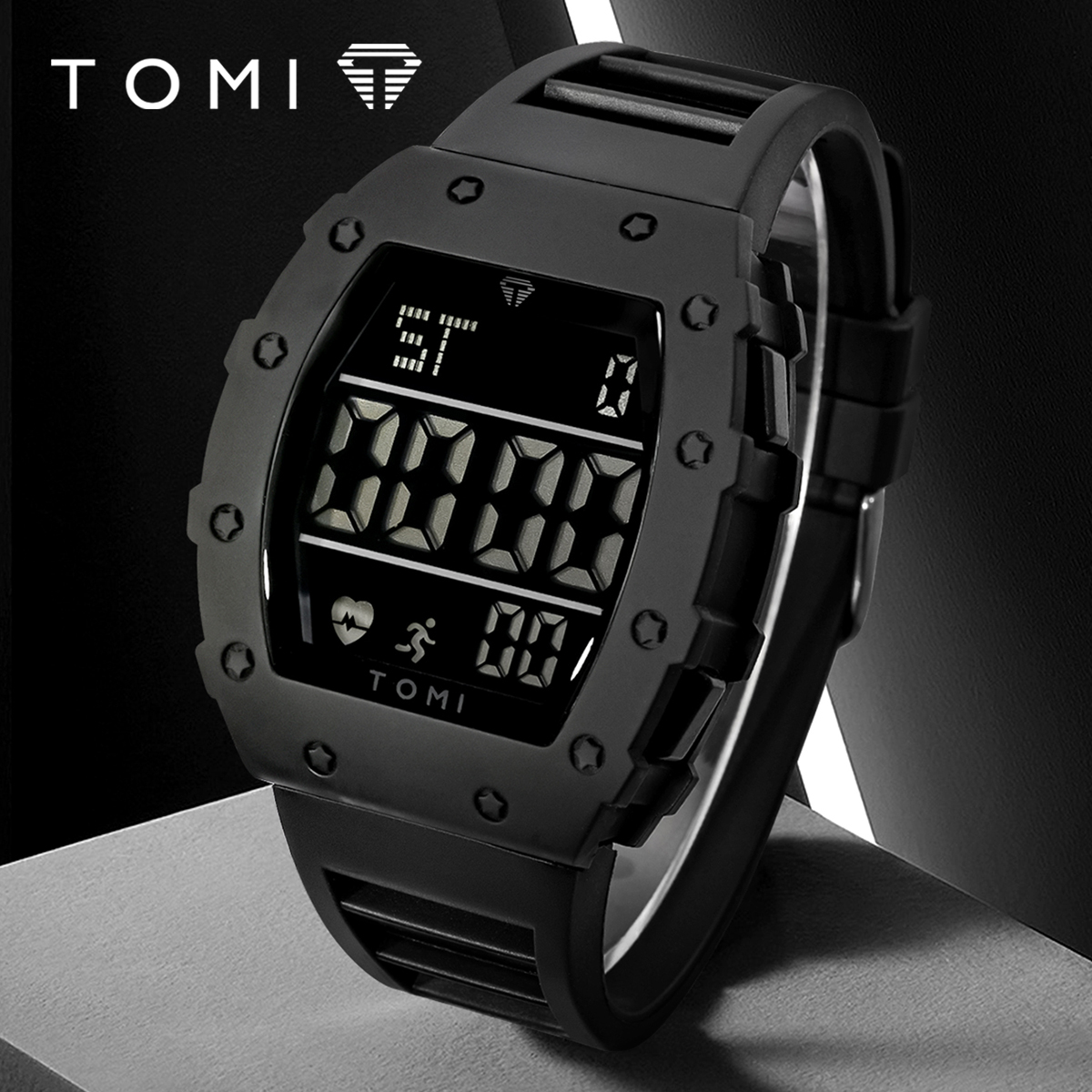 TOMI montre numérique LED pour hommes baril de vin montre multifonctionnelle hommes en plein air étanche Fitness montre de sport horloge d'étudiant