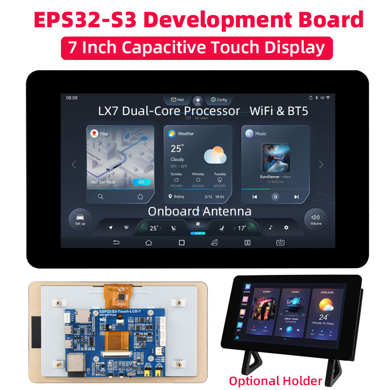ESP32-S3 Placa de desarrollo de pantalla táctil de 7 pulgadas 800 × 480 Xtensa LX7 procesador de doble núcleo 8M Flash WiFi BT5 para GUI LVGL HMI ESP32