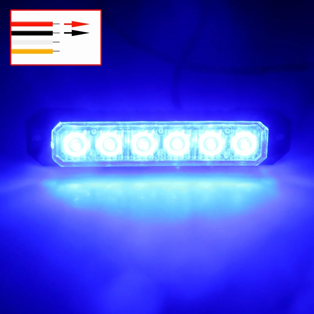 Mini luz estroboscópica de montaje en superficie, lámparas intermitentes para camión, coche, vehículo, cabezal LED, baliza de emergencia, peligro, luz de advertencia de 6Leds