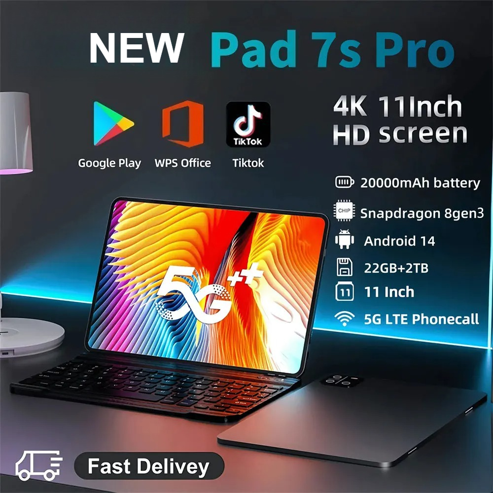 2025 Pad 7s pro Tabletten 10.1 Inch 20000 mah Android HD Tablet PC 16 GB + 1 TB Tab 5G Dual SIM WIFI Voor Kinderen MI Pad Global