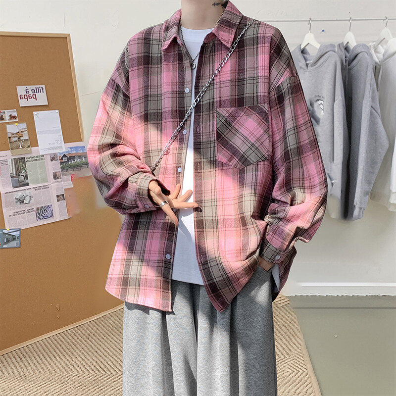 Harajuku – chemises à carreaux à manches longues pour hommes, grande taille, Chic, ample, Vintage, High Street, assorties avec tout, automne M-5XL